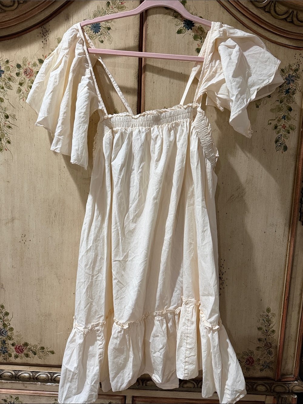 Free People Cream Ruffle Mini Dress